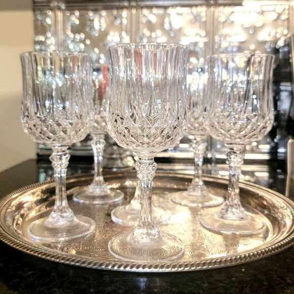 Cristal d'arques Fine Lead Crystal SIX (6) Longchamp 25cl Wine Glasses VTG Excel - Picture 2 of 14